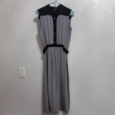 Tori Burch Midi Dress Size 4 Blue Gemini Link Rampling Silk Belted Sleeveless - Image 1 of 4