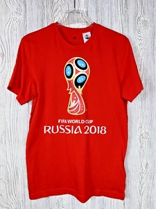 NWT ADIDAS Unisex Red FIFA World Cup T-Shirt Russia 2018 Size Small WC Emblem - Picture 1 of 10
