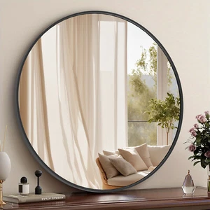 Round Wall Mirror Circle Mirrors for Bathroom Over Sink Entryway Bedroom - Picture 1 of 15
