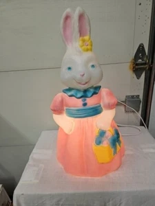 VTG 24" General Foam Mrs. Easter Bunny Rabbit Girl Blow Mold Yard Decor - Picture 1 of 8