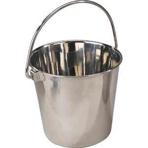 Heavy Duty Stainless Steel Handled Snag Free Design Dog & Animal Feeding Pails - Picture 1 of 7