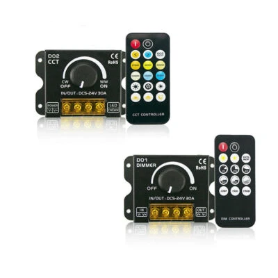 30A Knob Switch Dimmer RF remote Controller fr CCT single color LED Strip Light  - Image 1 of 4