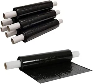 STRETCH CLING FILM EXTENDED CORE 400MM STRONG PALLET SHRINK WRAP BLACK CLEAR - Picture 1 of 1