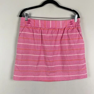 Vineyard Vines Whale Stripe Skirt Size 10 Pink White Mini Pockets Side Zip - Picture 1 of 11