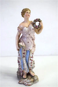 Antique Georgian Volkstedt Porcelain Figurine Women & Crown Statue 1800s GERMANY - Picture 1 of 12