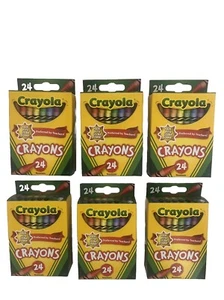 Crayola 24 Count Assorted Color Crayons Lot of 6 Packs - Picture 1 of 2