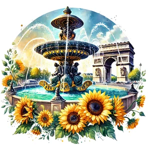 Wandtattoo Aufkleber | Pariser Brunnen | Wandaufkleber 18X18 cm Groß - Bild 1 von 1