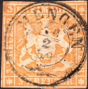 1857 ALEMANIA ESTADO WURTEMBERG SC#9 CD USADO: CANTIDAD EN MUY BUEN ESTADO - Imagen 1 de 2