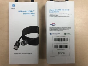 AT&T Android TYPE C 10FT Braided Charge & Sync Cable in Black - Picture 1 of 1