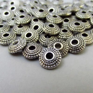 Antiuqed Silver Plated 8mm Saucer Spacer Beads B0051 - 20, 50 Or 100PCs - Picture 1 of 9