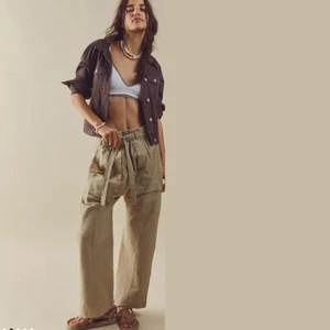 Pantalones de pierna recta Free People Sky Rider de gran tamaño bolsillo de eucalipto XLarge - Imagen 1 de 5