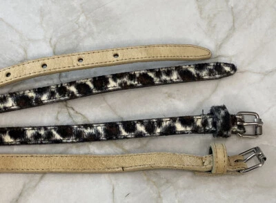 2 Belts Genuine Pg Suede belt & faux leopard fur 1/2" thick belts size M/L - Image 1 of 4