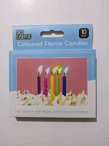 12 x Coloured Flame Birthday Candles; Cakes Cupcakes Party Novelty Decorations - Picture 1 of 6