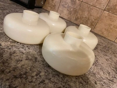 Four (4) Antique Ivory Cream Hanging Light Chandelier Glass Globe Shades - Image 1 of 4