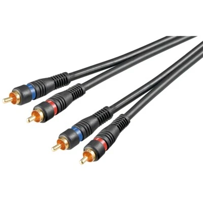 hochwertiges Audio-/Video-Kabel 2m beidseitig 2x Cinch-Stecker vergoldet schwarz