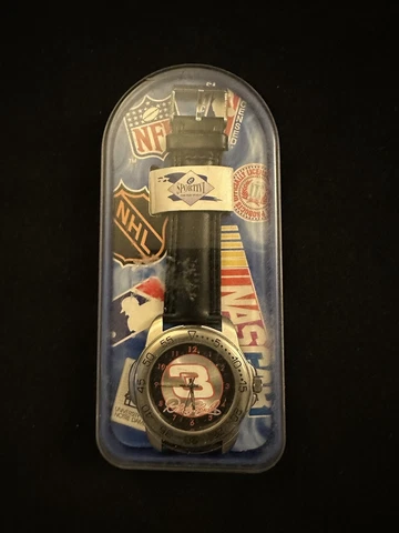 NIB Vintage Sportivi: NASCAR Dale Earnhardt #3 Watch, Black/Silver Cover