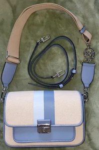 MICHAEL Kors Bradshaw Small Messenger Extra Strap Snap Beige and blue - Picture 1 of 7