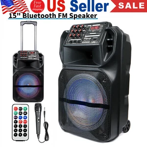 Subwoofer portátil con altavoz Bluetooth de 15"" bajo pesado micrófono de fiesta sistema auxiliar de DJ - Imagen 1 de 12