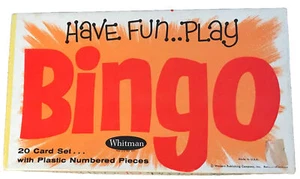 VTG 1959 BINGO GAME WHITMAN NOS 20 UNPUNCHED CARDS PLASTIC NUMBER PIECES SEALED - Picture 1 of 5