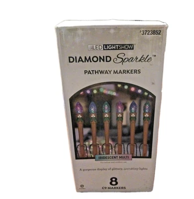 Gemmy Lightshow Diamond Sparkle 8 Marker LED Classic White Pathway Markers light - Image 1 of 2