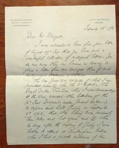 General Sir Edward Henry Bellingham (1879-1956) Signed Autobiographical Letter - Picture 1 of 3