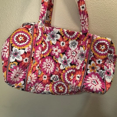 Vera Bradley Pixie Bloom Large Travel Duffel Bag Floral Pink Orange Double Strap - Image 1 of 4