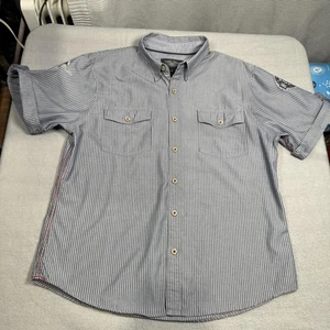 Harley Davidson Shirt Mens XL Blue Pinstripe Short Sleeve Button Down Top - Picture 1 of 5