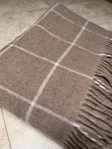 Vintage John Hanley Beige Throw Blanket Lambswool Woven in Ireland 62”x79” New - Picture 1 of 4