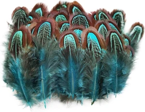 50 plumas naturales de faisan 23in para coser decorar ropa y manualidades azul - Imagen 1 de 12