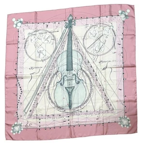Hermes Scarf Stole La Musique des Spheres Silk Carré 90 Pink No Box Used. - Picture 1 of 7