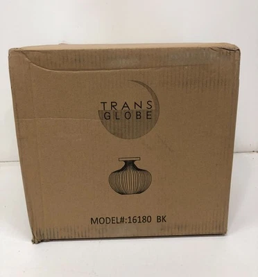 Transglobe Aristo 12 in.1Light Black Semi Flush Mount White Ribbed Glass - Image 1 of 3