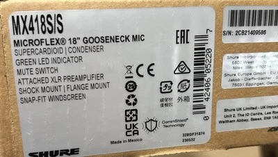 Shure MX418S/S Supercardioid Condenser Microphone, 18" Gooseneck New - Image 1 of 2