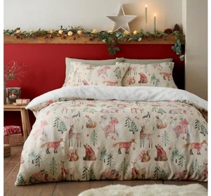 Juego de edredón Fusion Christmas Woodland, doble, ropa de cama de invierno de felpa de peluche - Imagen 1 de 2