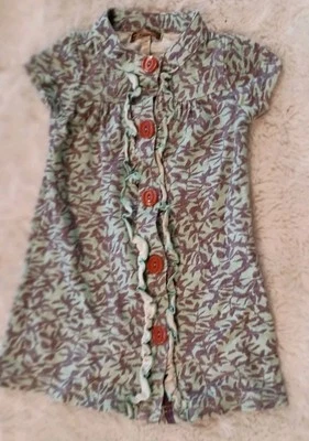 Vestido Matilda Jane 18 Meses Bebé Niña Abotonado Aqua Y Púrpura Línea A Foto 1 de 3