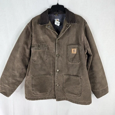 Carhartt Vintage Mens Large C02CHT Brown Chestnut Blanked Lined Chore Jacket - Image 1 of 4
