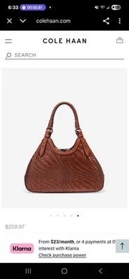 Bolso de Mano Cole Haan Genevieve Cuero Tejido Triángulo Cartera Foto 1 de 4