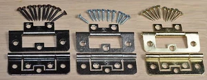 COPPIA CERNIERE A FILO, 50/63/76mm - BRONZO/NICHEL/OTTONE con viti - Foto 1 di 12