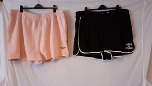 2 X Ladies Elasticated High Rise Sports Shorts Black/Pink. Size 28. Boohoo. - Picture 1 of 7
