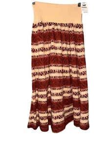 Maxi Falda Cocodrilo Mujer Marrón y Beige Estampado Elefante Cintura Elástica Talla 36 - Imagen 1 de 5