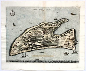 1733 "ISLAND OF MANAER, SRI LANKA" CEYLON Antique original map - Picture 1 of 1