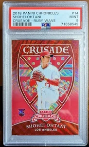 2018 Crusade SHOHEI OHTANI RC #/199 Panini Chronicles Rosso Rubino Onda Prizm PSA 9 - Foto 1 di 3