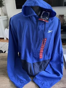 Reebok Full Zip Hooded Training Woven Jacket Blue Colorblock Men’s Sz XL NEW!! - Picture 1 of 5