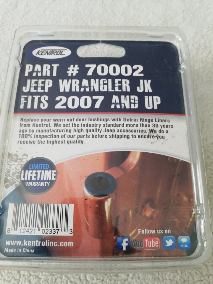 Forros de bisagra de puerta Kentrol para Jeep Wrangler JK 07-18 4 puertas - negro texturizado Foto 1 de 3