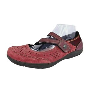 Earth Spirit Mary Jane Flats 10 Wine Red Suede Leather V Strap Laser Cut Slip On