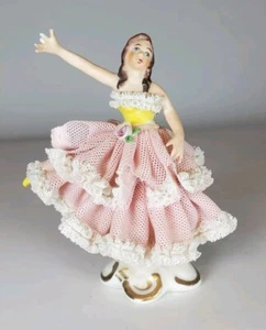 Vintage Dresden Lace Wilhelm Rittirsch Germany Figurine Woman 4 - Picture 1 of 13