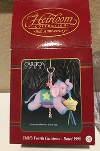 CARLTON CARDS Keepsake 1998 CHILD'S FOURTH CHRISTMAS Elephant CHRISTMAS ORNAMENT - Picture 1 of 12