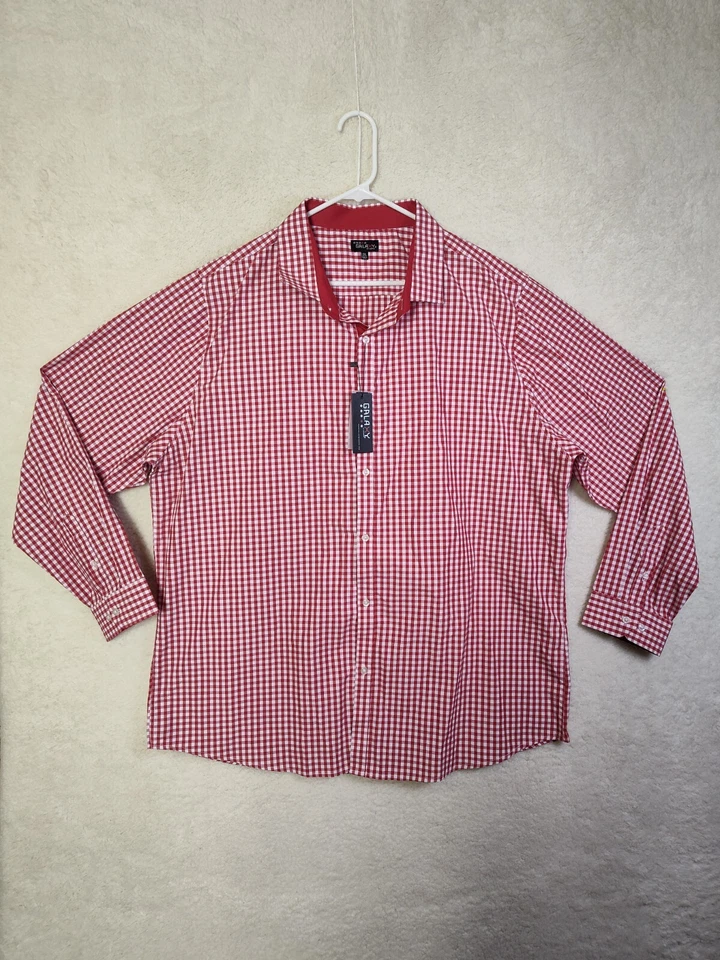 Camisa Galaxy Hombres 3XL Borgoña Cuadros Mezcla de Algodón Abotonada Manga Larga Calce Ajustado Foto 1 de 4