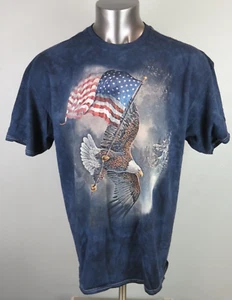 Mens The Mountain T Shirt Size 2XL American Flag Bald Eagle Blue Short Sleeve - Picture 1 of 7