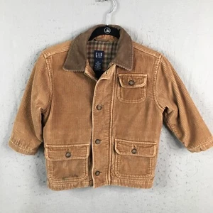 GAP KIDS Jacket Boys Extra Small Brown Corduroy Plaid Interior Accent Trim - Picture 1 of 20