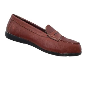 Mocasín Rockport Works Top Shore cuero marrón punta de seguridad centavo para mujer 10 W de ancho - Imagen 1 de 9